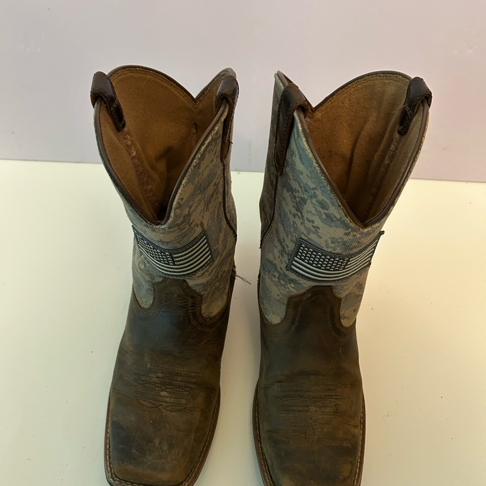 ARIAT kids DISTRESSED CAMO SPORT PATRIOT WESTERN BOOTS - BROAD SQUARE TOE